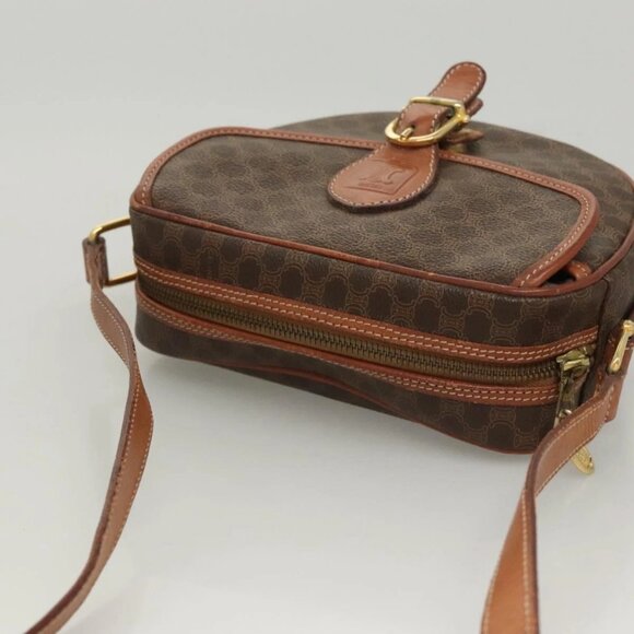 CELINE Macadam Canvas Shoulder Bag PVC Brown Gold - Picture 6 of 16